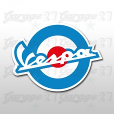 Adesivo circolare Vespa  -Azzurro-Rosso 13x10 cm