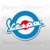 Adesivo circolare Vespa  -Azzurro-Rosso 13x10 cm