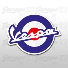 Adesivo circolare Vespa  -Blu-Rosso 13x10 cm